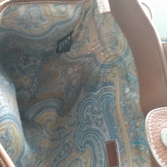 Maxx New York Woven Shoulder Bag with Matching Wristlet | Tan & Brown Vinyl Trim - Picture 3 of 15